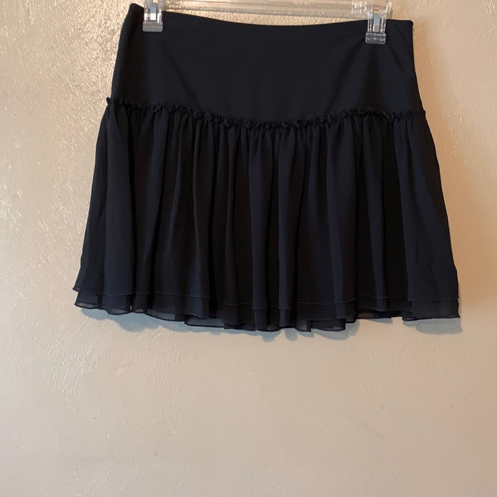 Banana Republic size 10 black mini skirt double sheer overlay lined